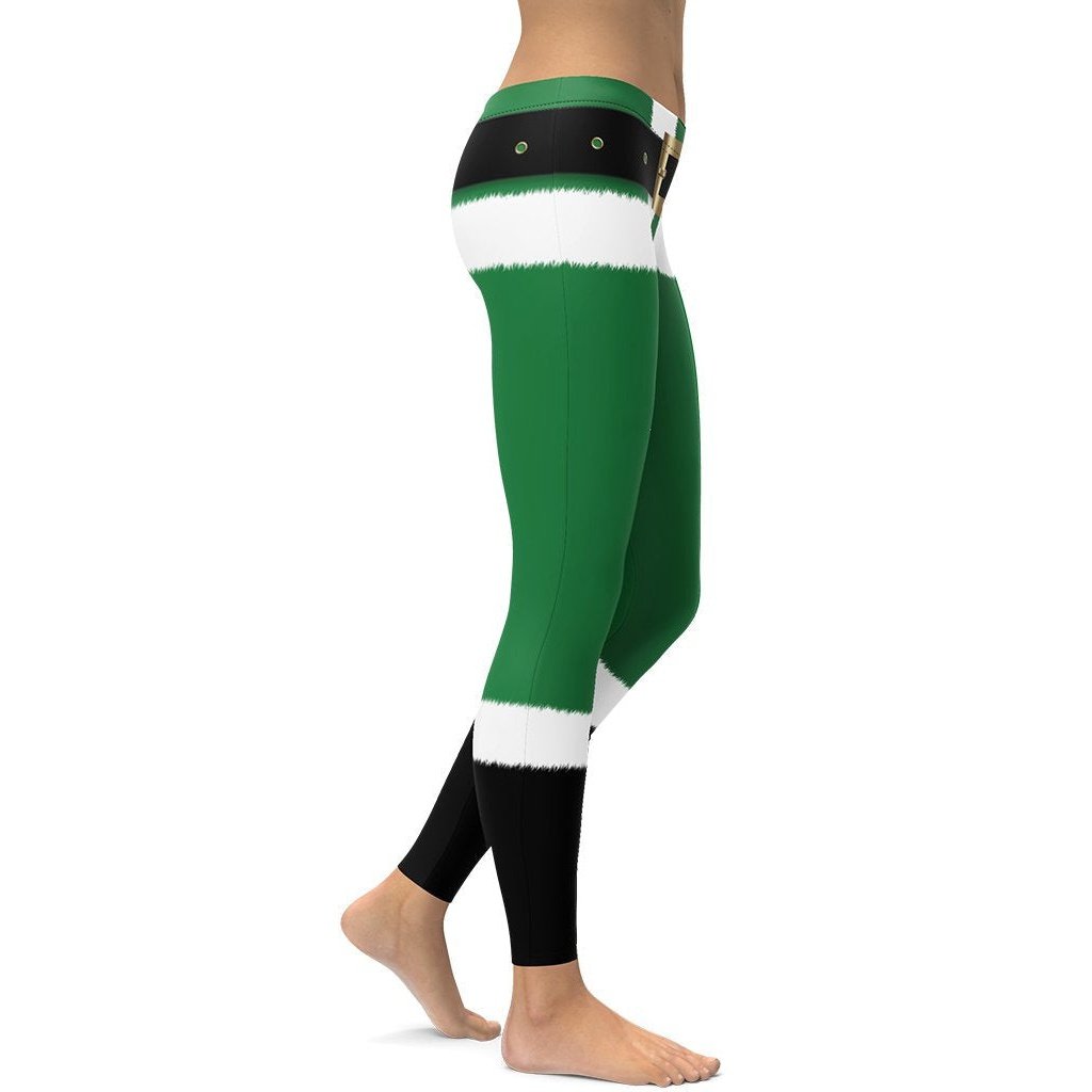 Santa's Simple Outfit Green Leggings - FiercePulse - Premium Workout Leggings - Yoga Pants