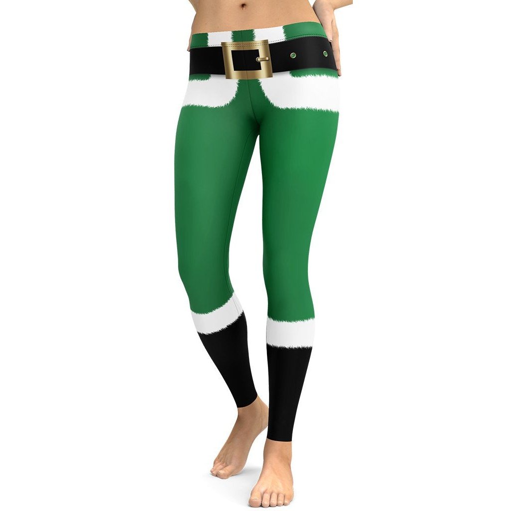 Santa's Simple Outfit Green Leggings - FiercePulse - Premium Workout Leggings - Yoga Pants