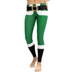 Santa's Simple Outfit Green Leggings - FiercePulse - Premium Workout Leggings - Yoga Pants