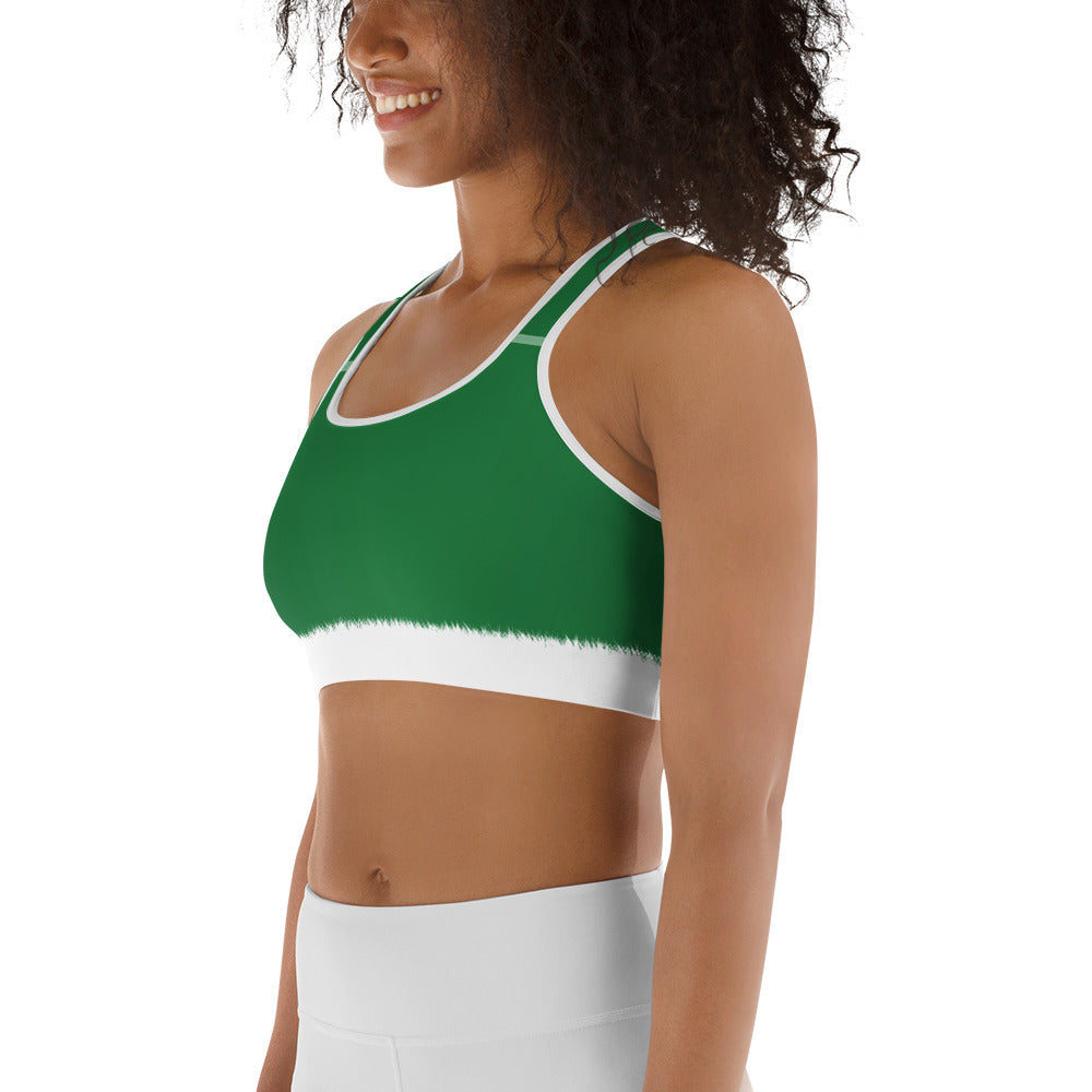 Santa's Simple Outfit Green Sports Bra