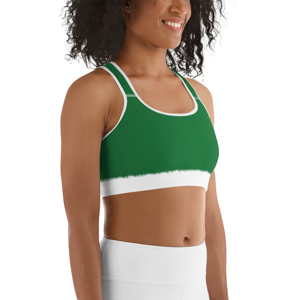 Santa's Simple Outfit Green Sports Bra