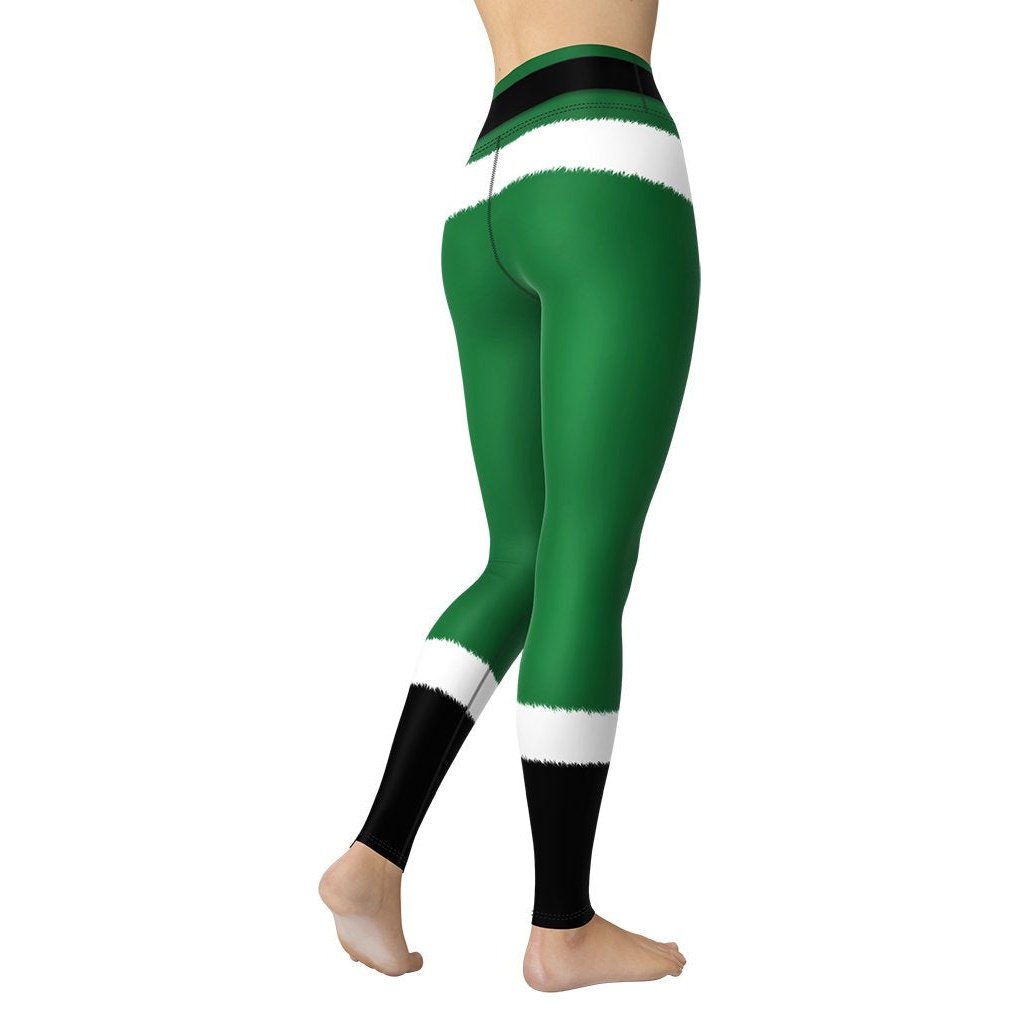 Santa's Simple Outfit Green Yoga Leggings - FiercePulse - Premium Workout Leggings - Yoga Pants