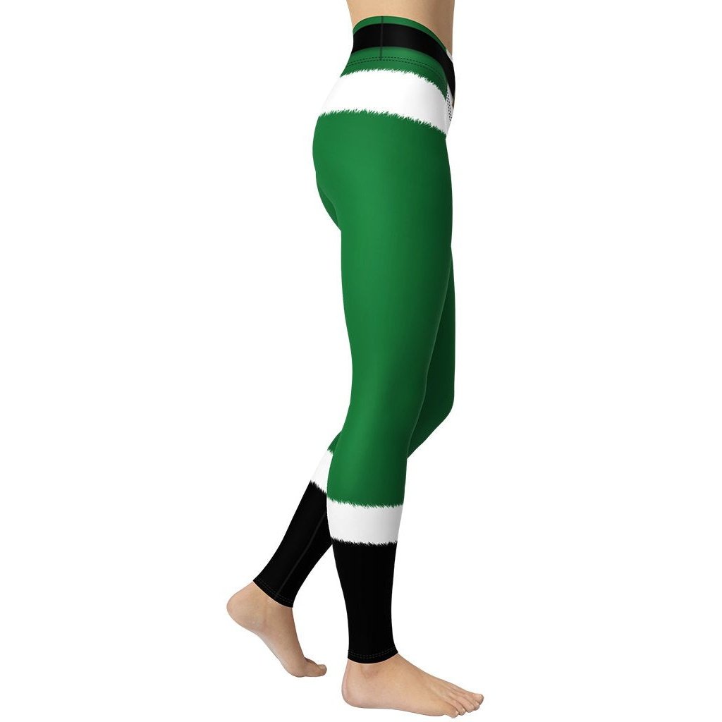 Santa's Simple Outfit Green Yoga Leggings - FiercePulse - Premium Workout Leggings - Yoga Pants