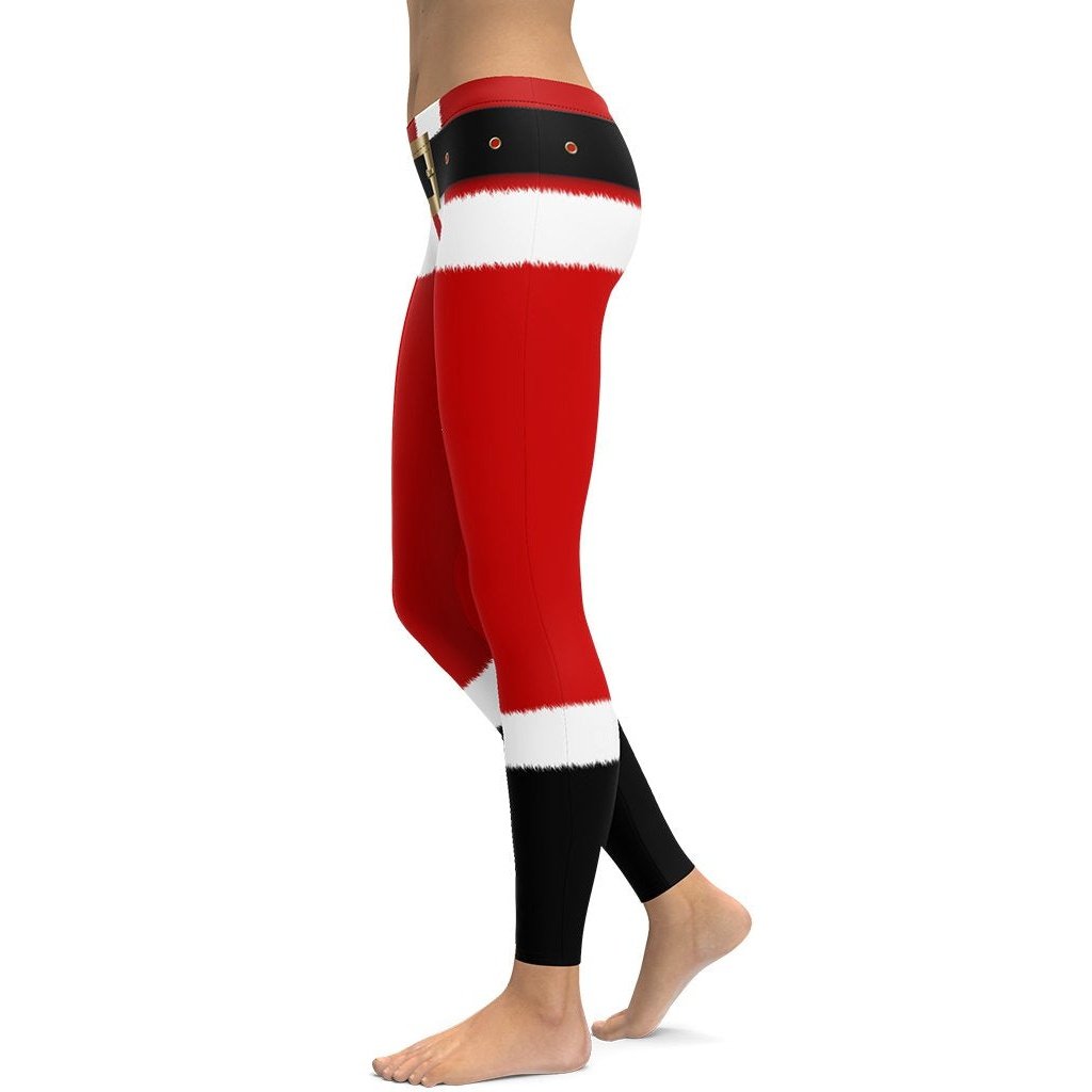 Santa's Simple Outfit Red Leggings - FiercePulse - Premium Workout Leggings - Yoga Pants