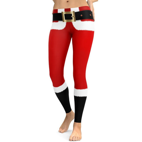 Santa's Simple Outfit Red Leggings - FiercePulse - Premium Workout Leggings - Yoga Pants