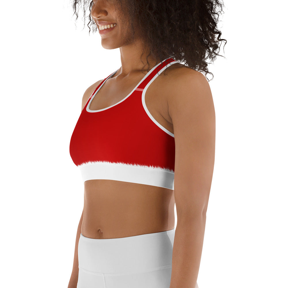Santa's Simple Outfit Red Sports Bra