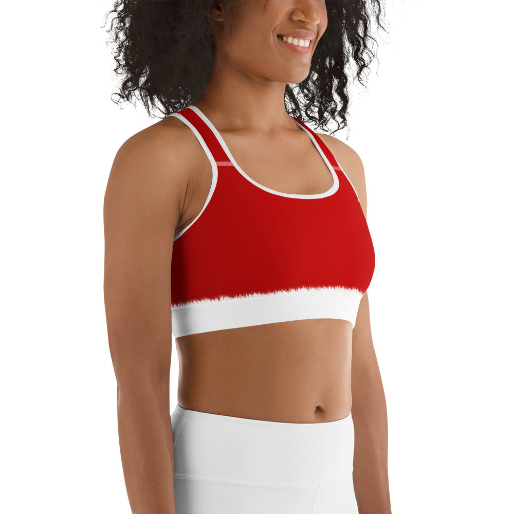 Santa's Simple Outfit Red Sports Bra