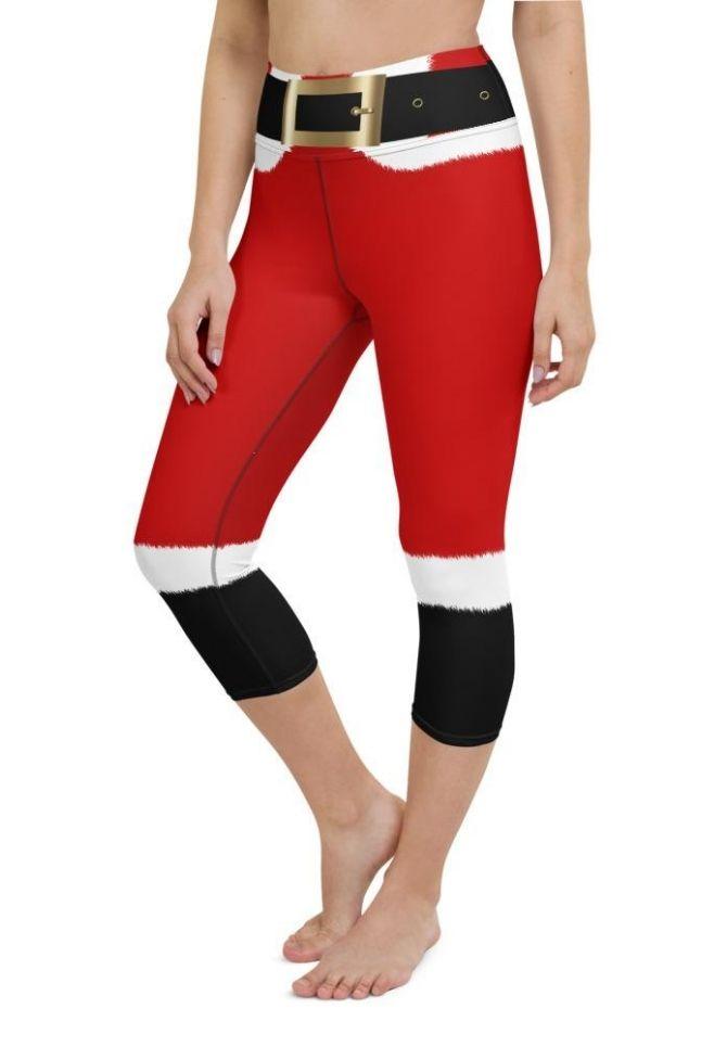 Santa's Simple Outfit Red Yoga Capris