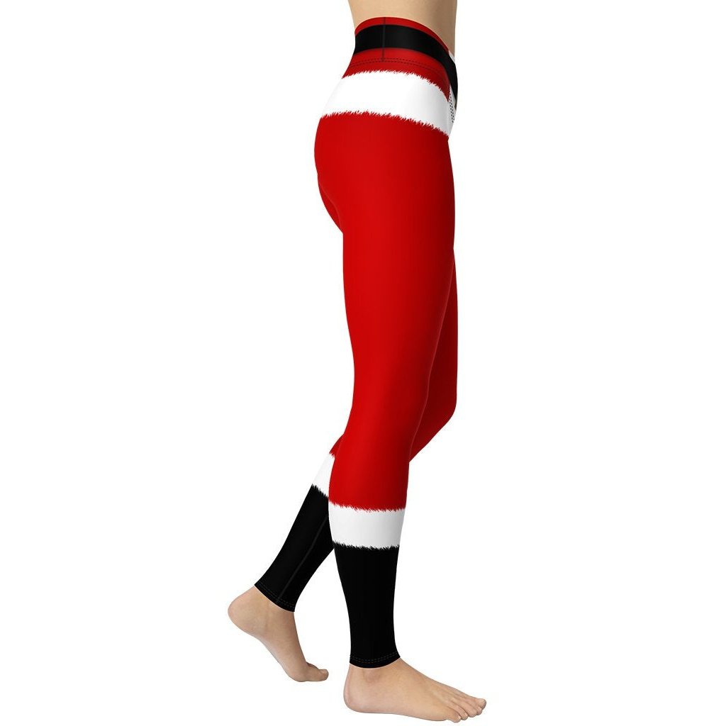 Santa's Simple Outfit Red Yoga Leggings - FiercePulse - Premium Workout Leggings - Yoga Pants