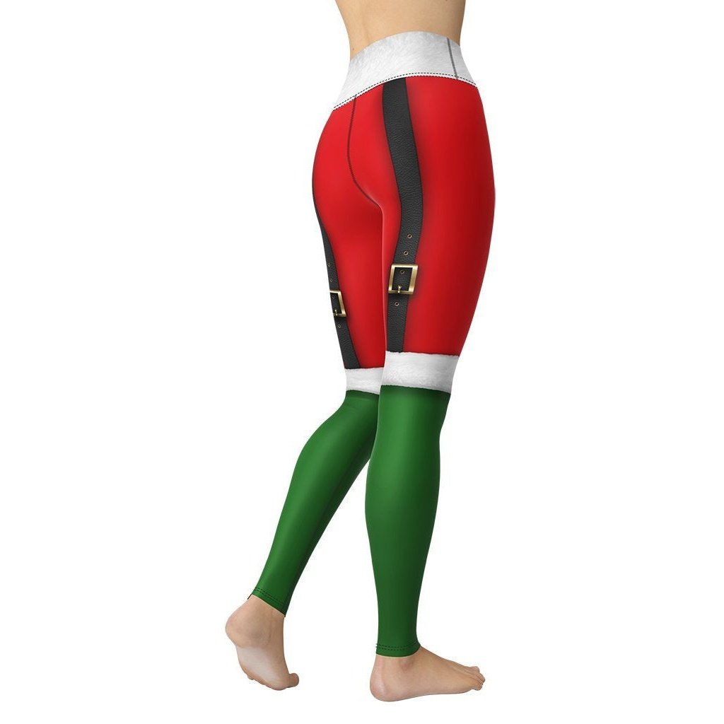 Santa Suspenders Yoga Leggings - FiercePulse - Premium Workout Leggings - Yoga Pants