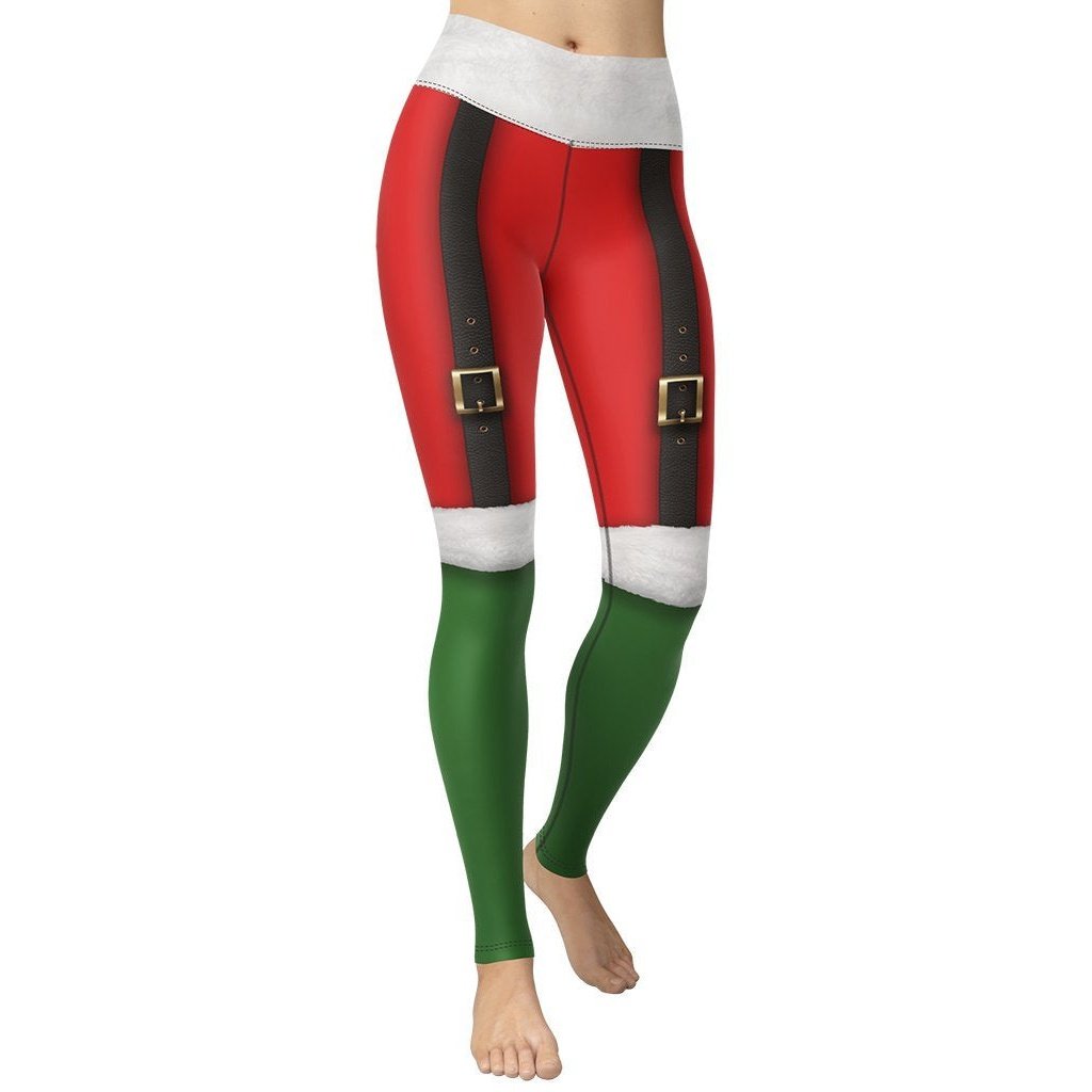 Santa Suspenders Yoga Leggings - FiercePulse - Premium Workout Leggings - Yoga Pants