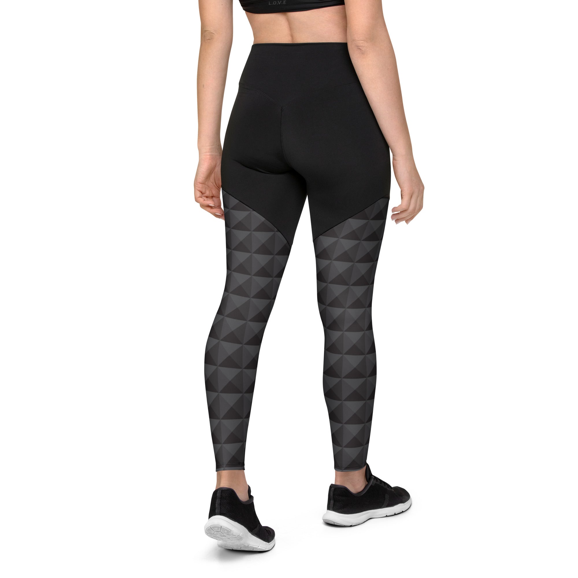 Seamless Cube Pattern Compression Leggings