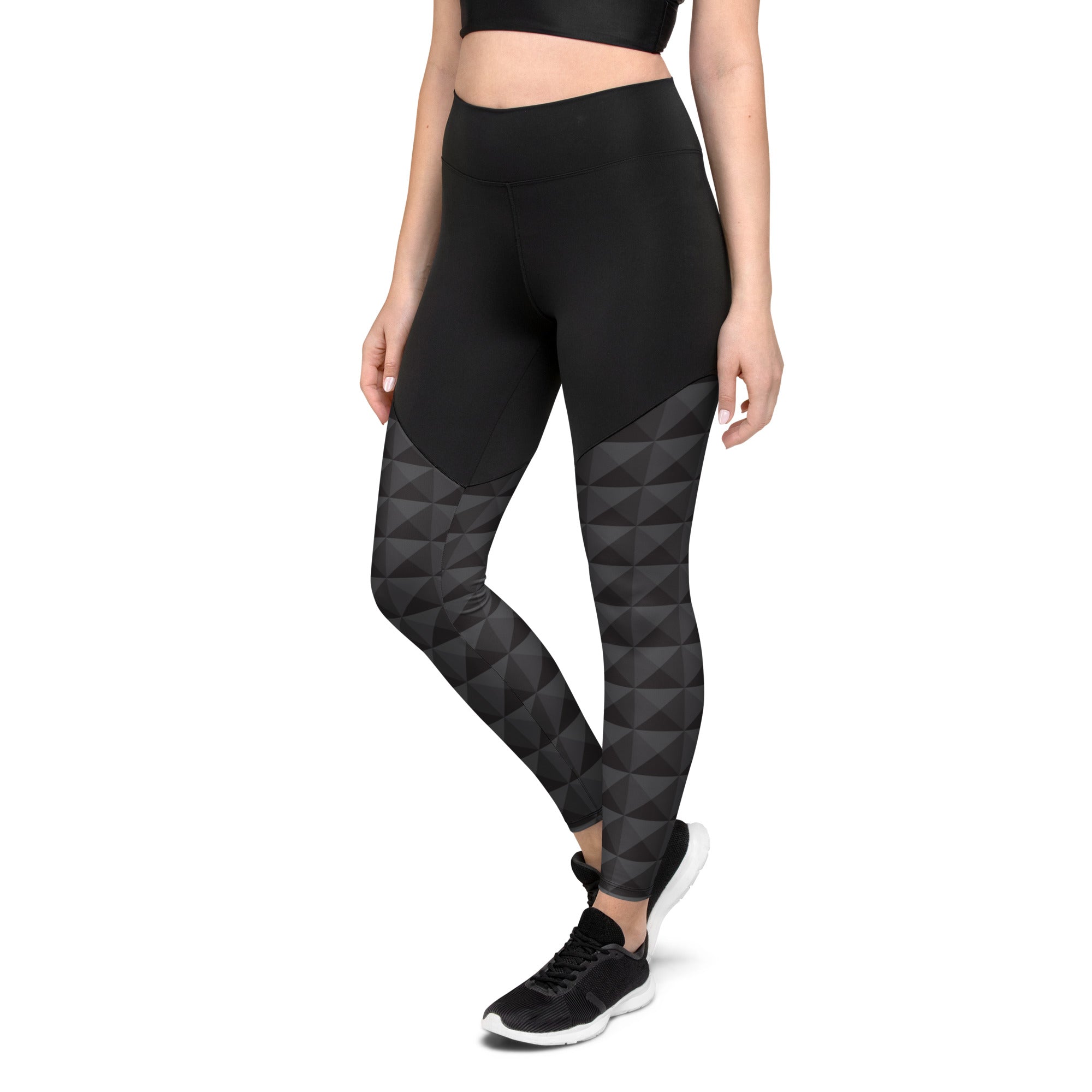 Seamless Cube Pattern Compression Leggings