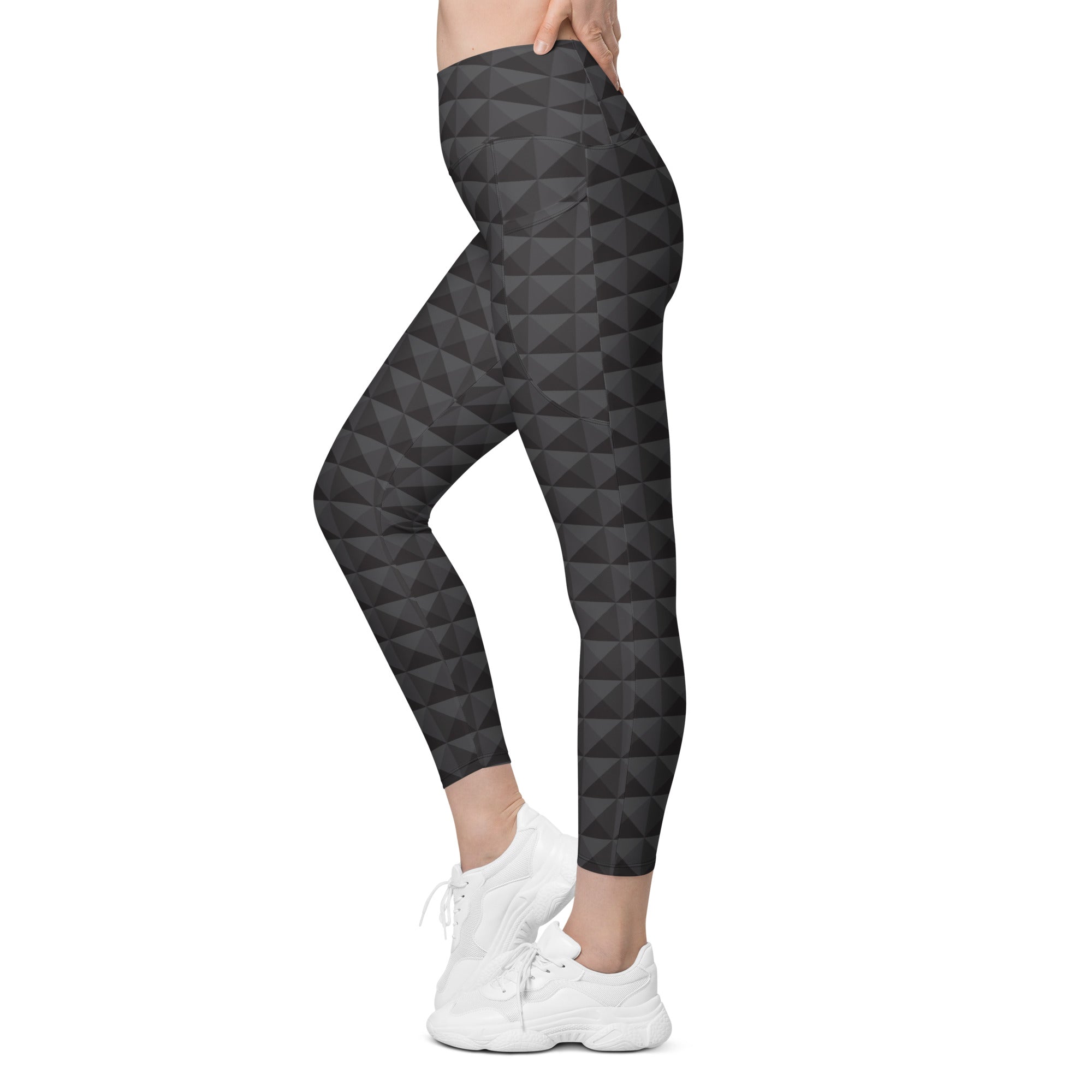 Seamless Cube Pattern Leggings With Pockets