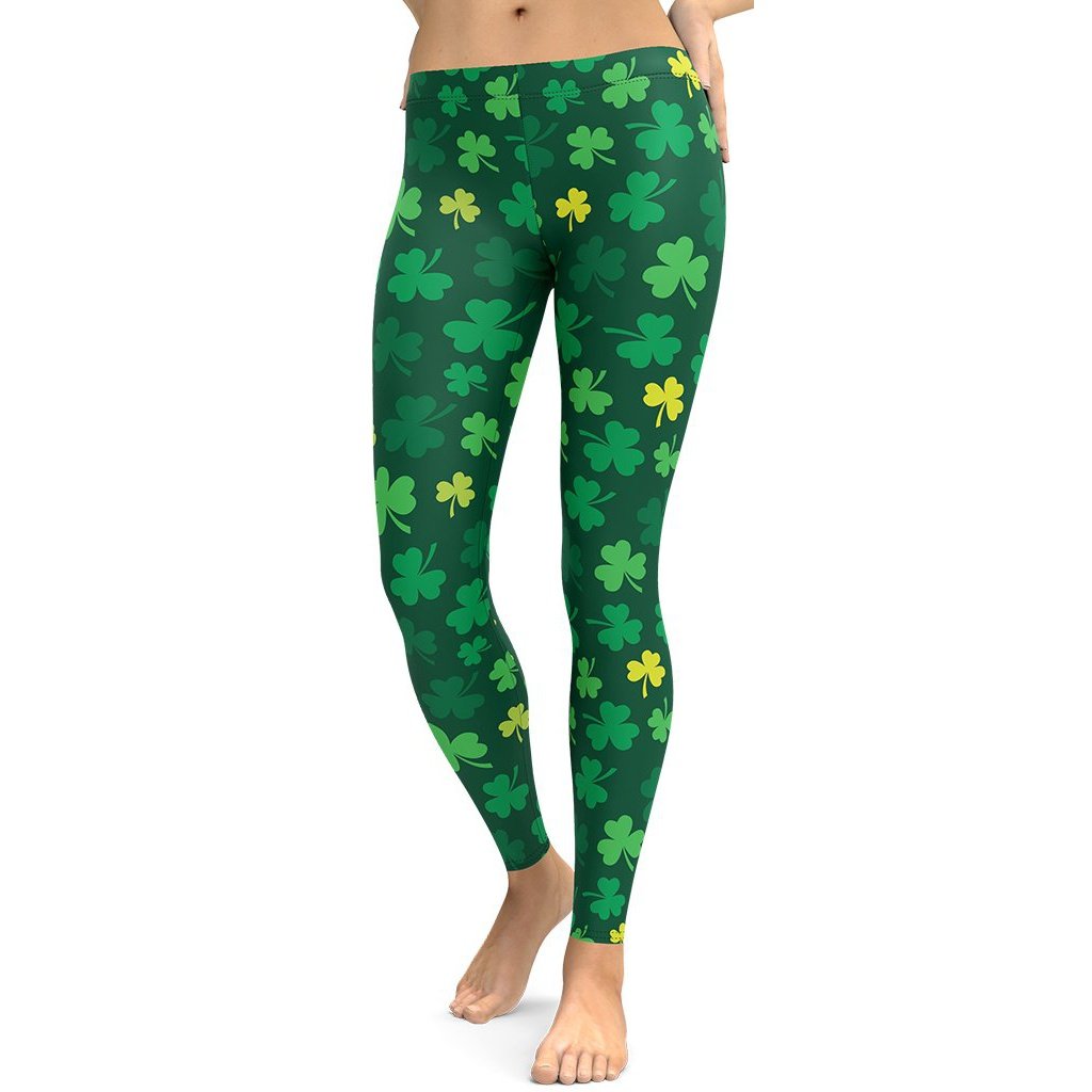 Shamrock Pattern Leggings - FiercePulse - Premium Workout Leggings - Yoga Pants