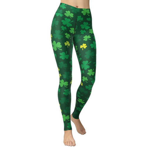 Shamrock Pattern Yoga Leggings - FiercePulse - Premium Workout Leggings - Yoga Pants