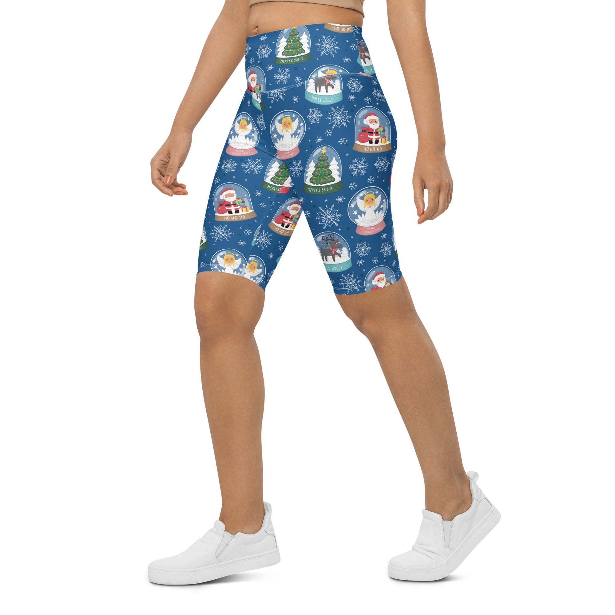 Snow Globe Pattern Biker Shorts