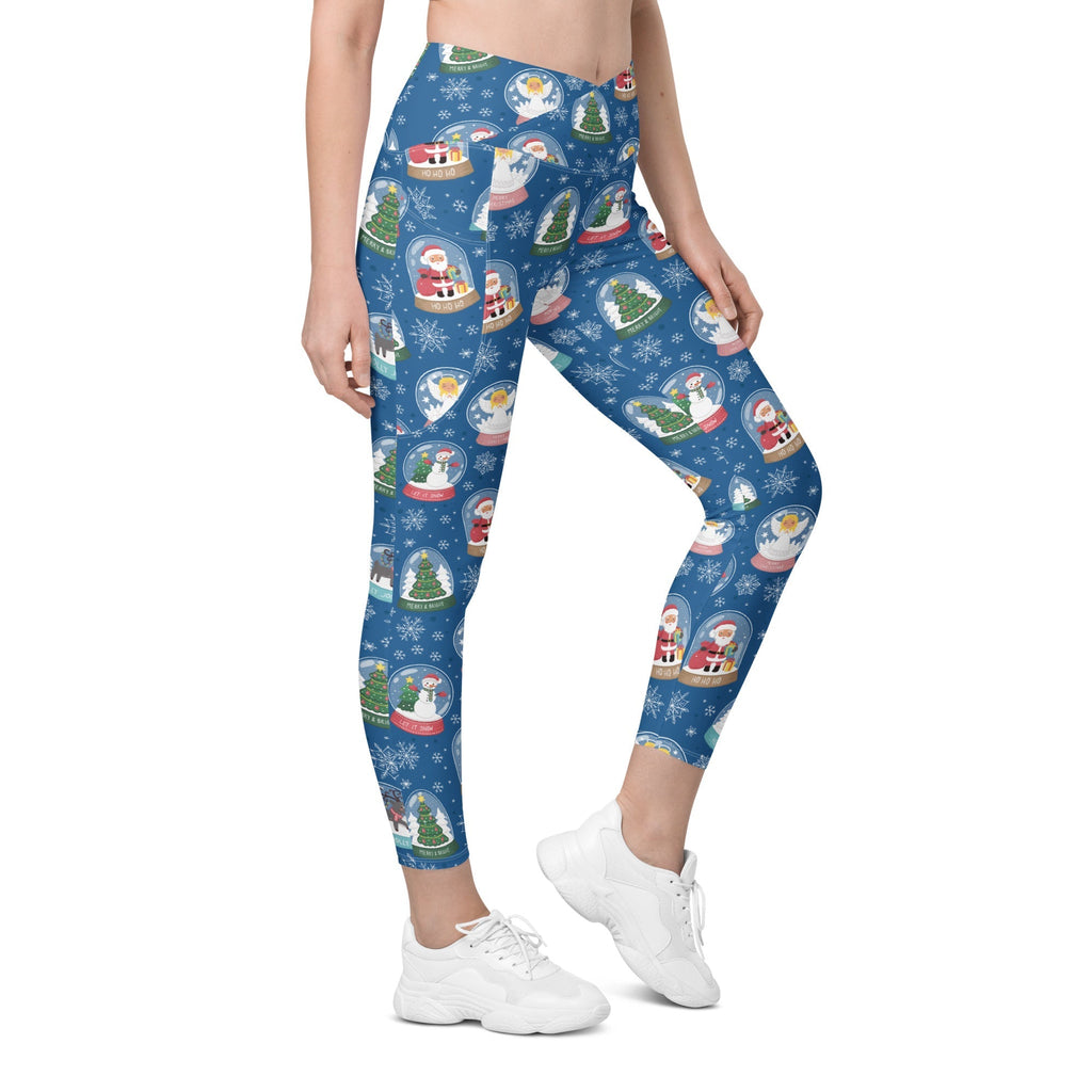 Snow Globe Pattern Crossover Leggings With Pockets