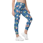 Snow Globe Pattern Crossover Leggings With Pockets