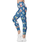 Snow Globe Pattern Crossover Leggings With Pockets