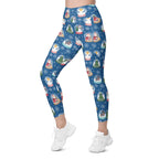 Snow Globe Pattern Leggings With Pockets