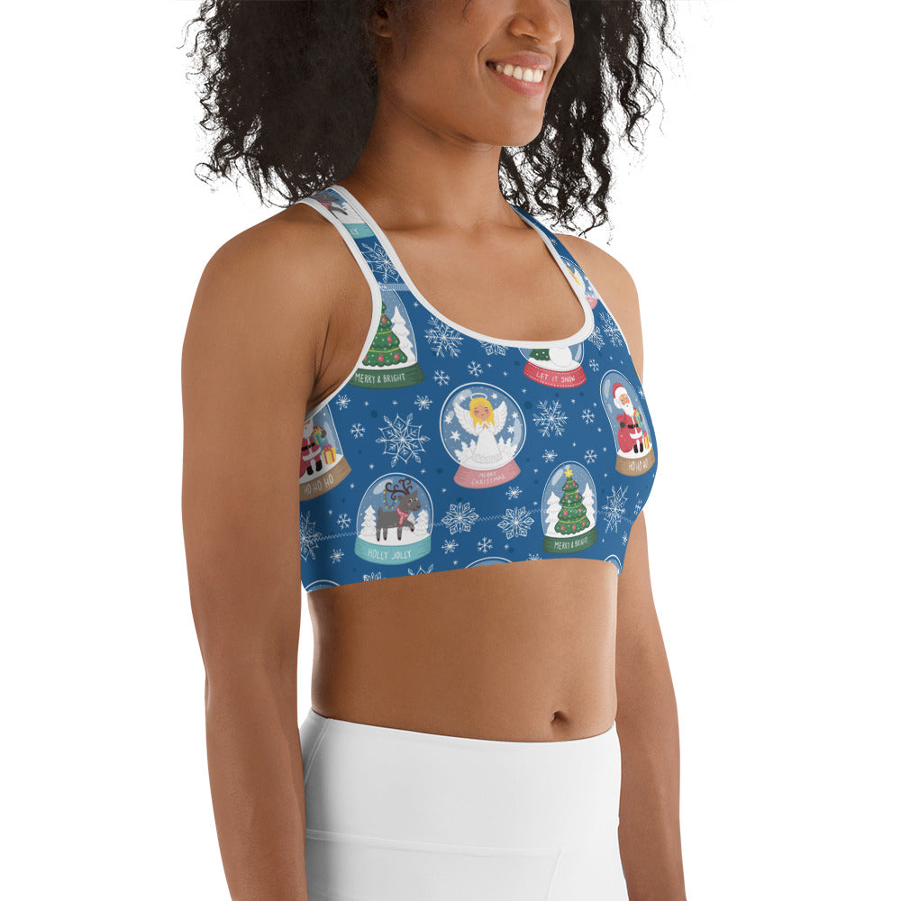 Snow Globe Pattern Sports Bra