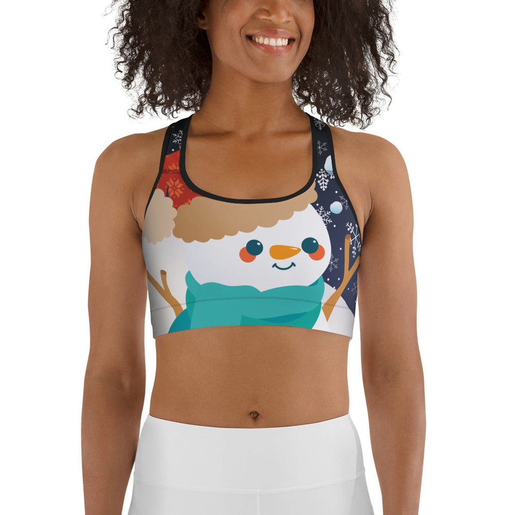 Snowy Christmas Sports Bra
