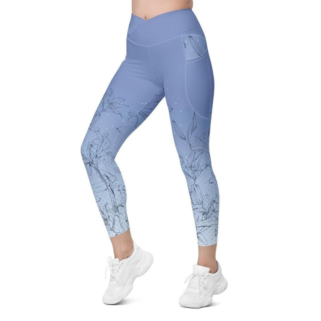 Soft Lilies Crossover Leggings With Pockets
