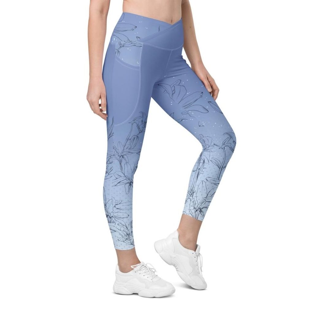 Soft Lilies Crossover Leggings With Pockets