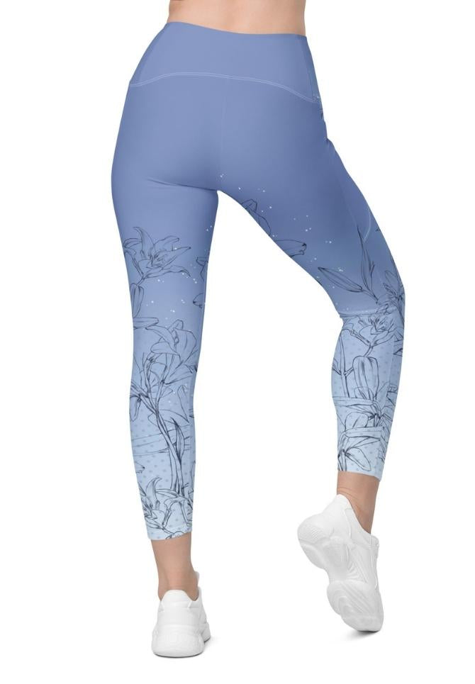 Soft Lilies Crossover Leggings With Pockets