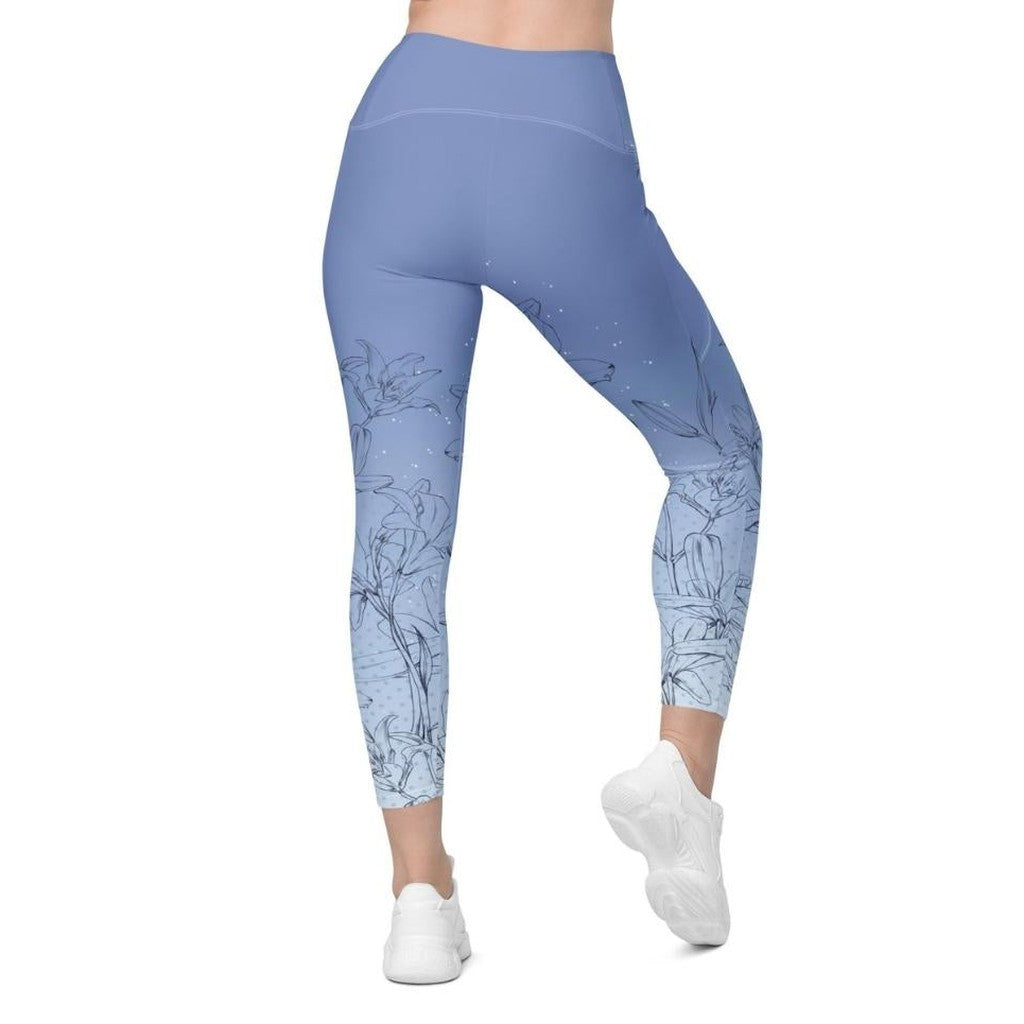 Soft Lilies Crossover Leggings With Pockets