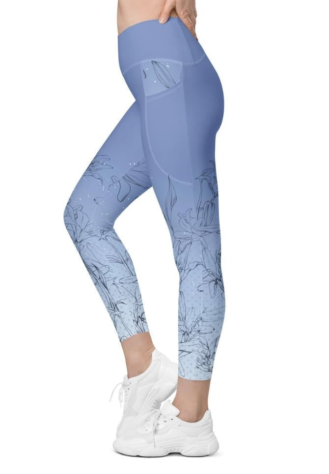Soft Lilies Crossover Leggings With Pockets