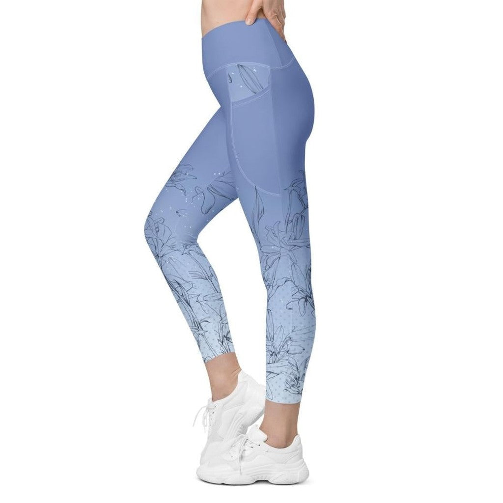 Soft Lilies Crossover Leggings With Pockets