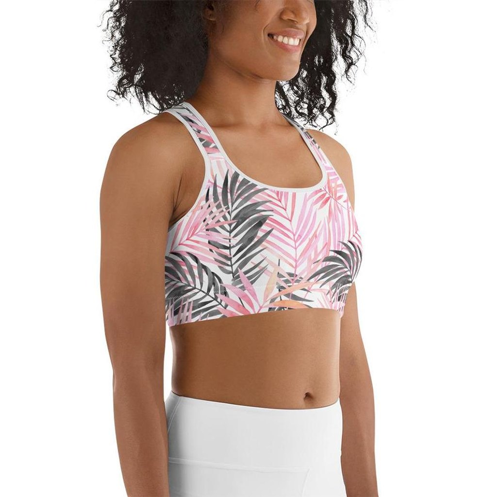 Soft Pink Tropical Sports Bra