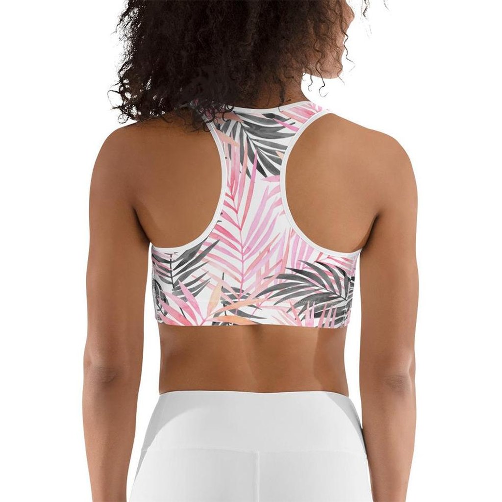 Soft Pink Tropical Sports Bra