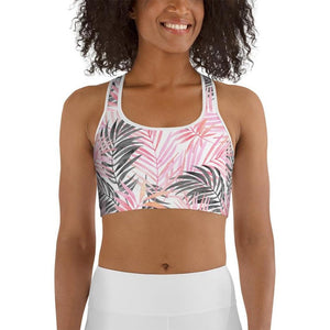 Soft Pink Tropical Sports Bra