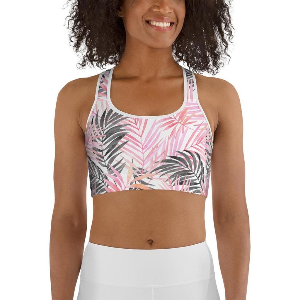 Soft Pink Tropical Sports Bra