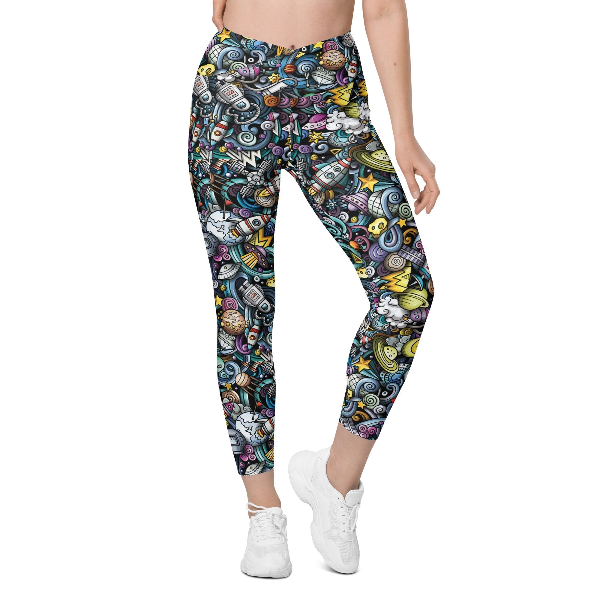 Space Travel Crossover Leggings With Pockets