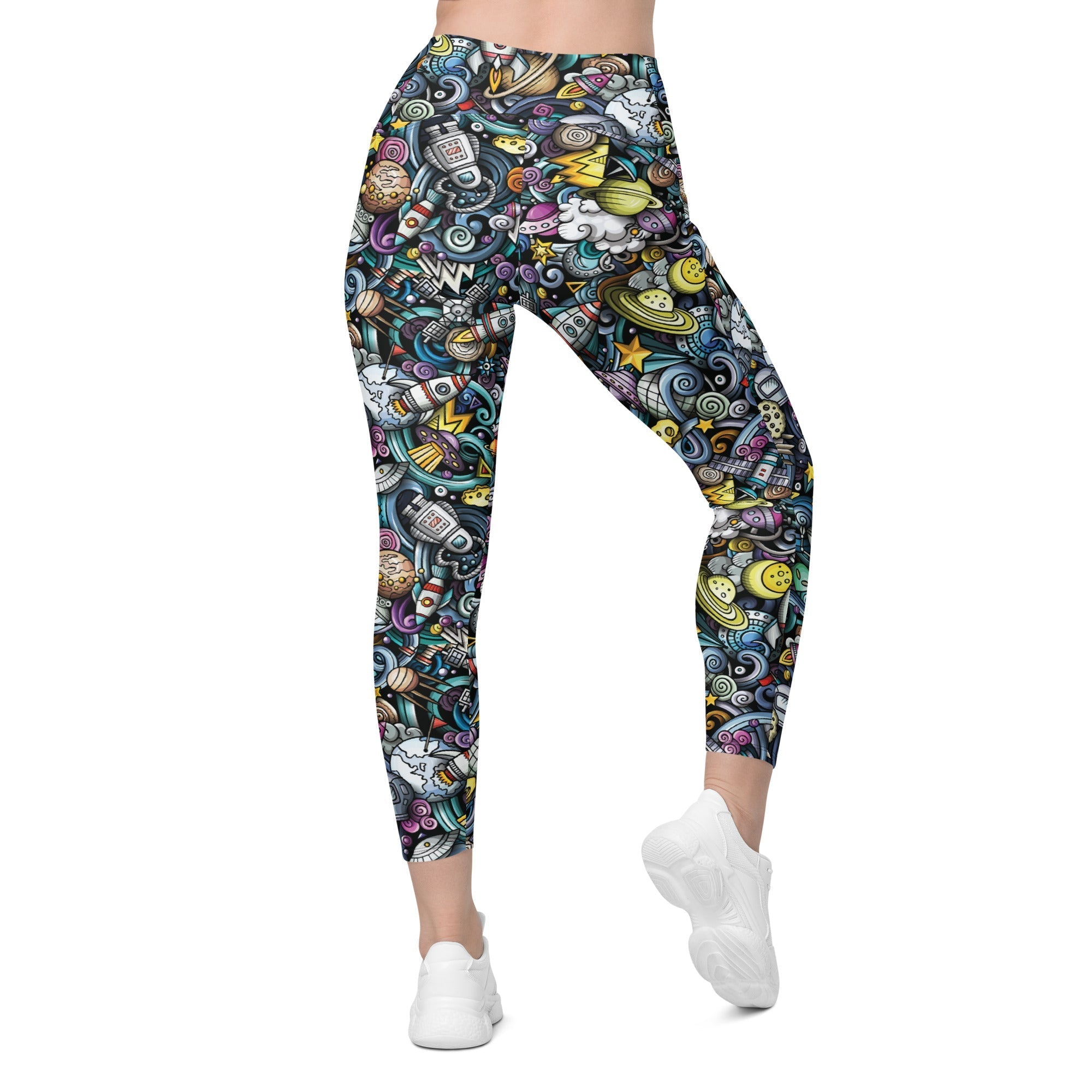 Space Travel Crossover Leggings With Pockets