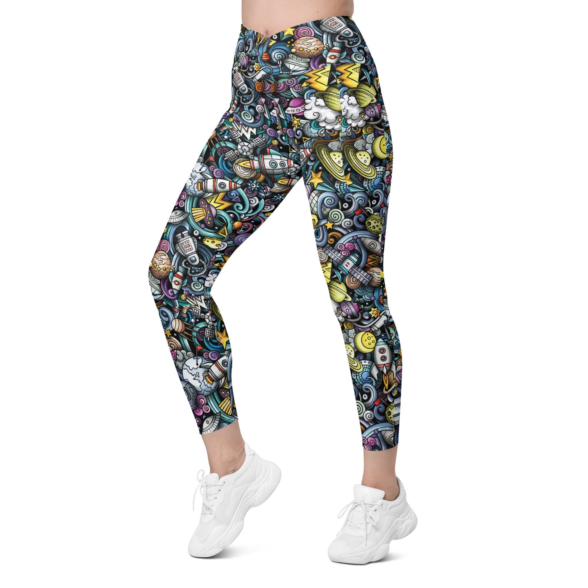 Space Travel Crossover Leggings With Pockets