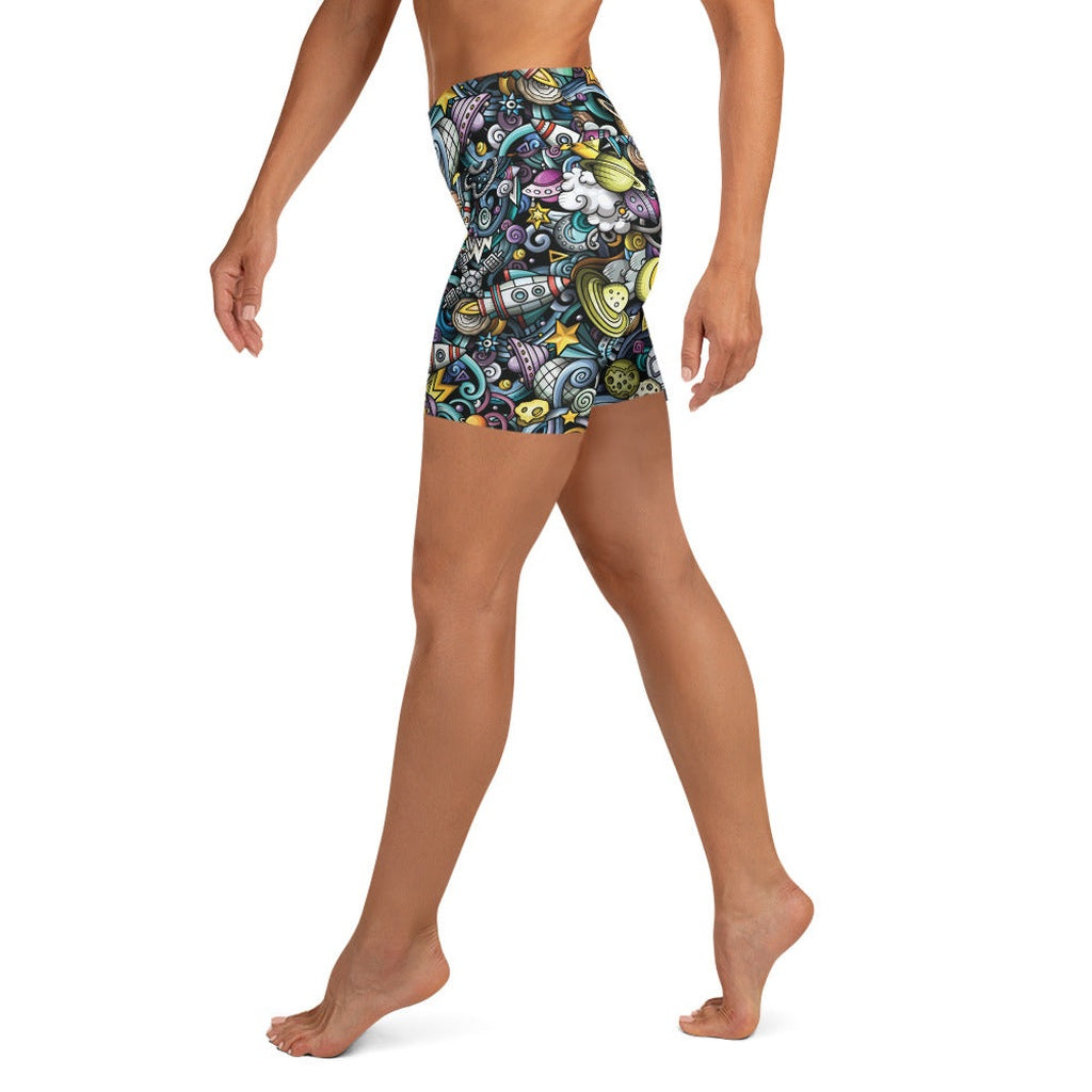 Space Travel Yoga Shorts