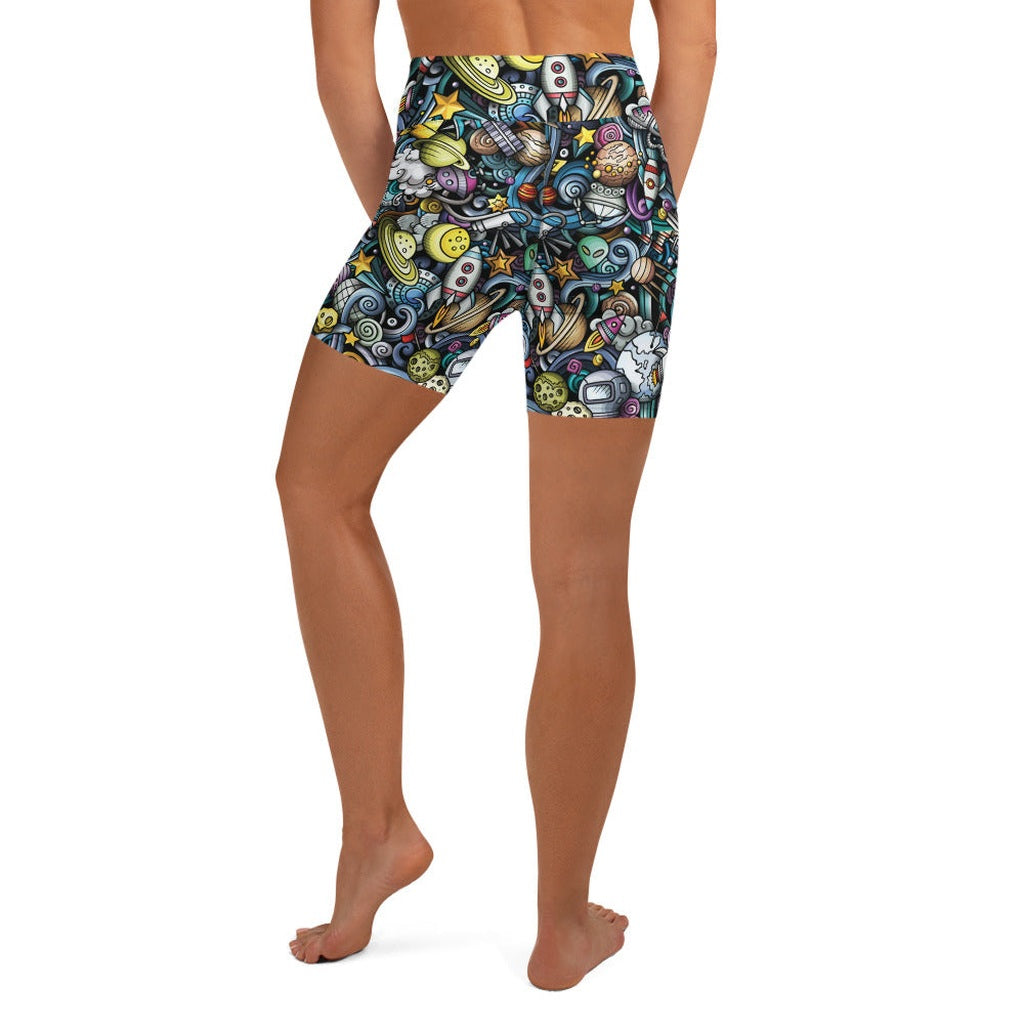 Space Travel Yoga Shorts