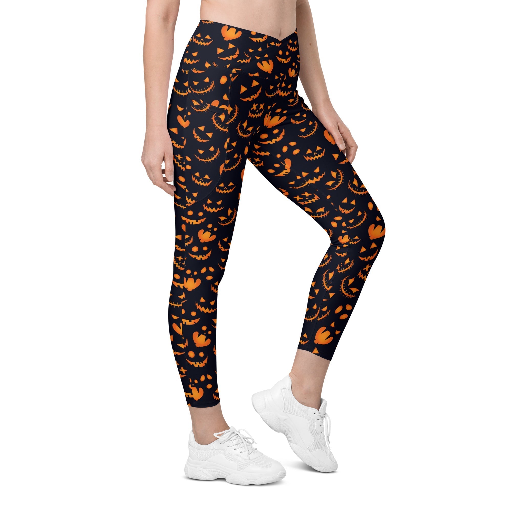 Spooktacular Halloween Crossover Leggings With Pockets