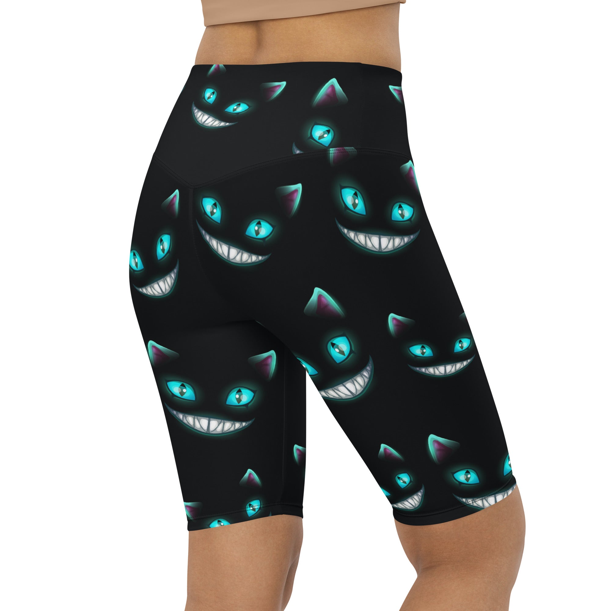 Spooky Halloween Cat Biker Shorts