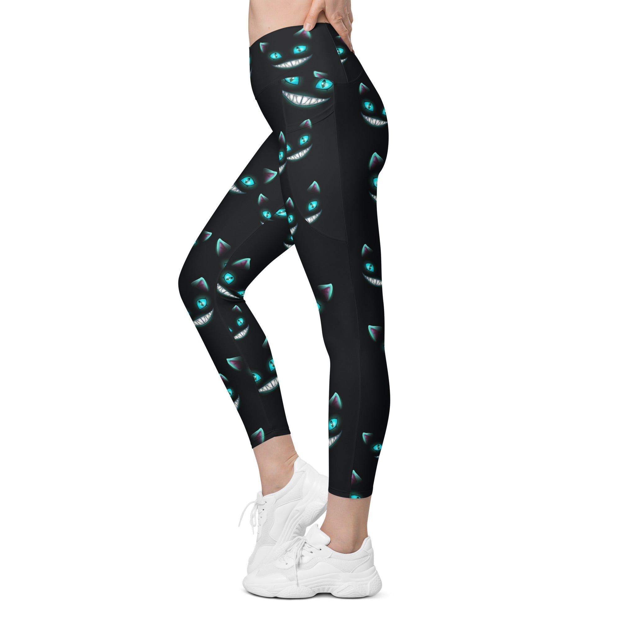 Spooky Halloween Cat Crossover Leggings With Pockets