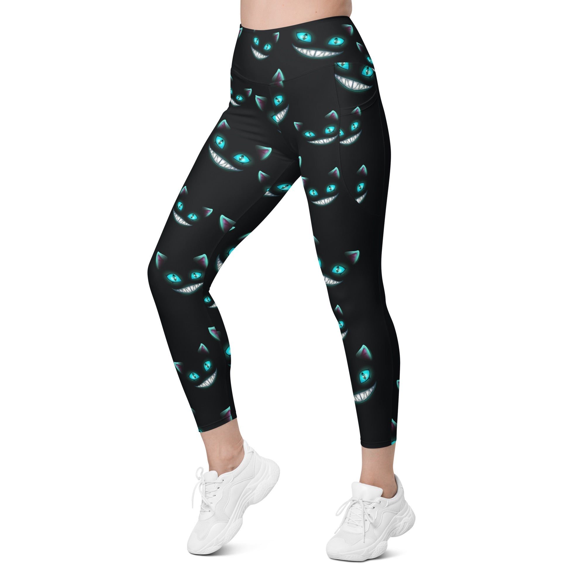 Spooky Halloween Cat Leggings With Pockets