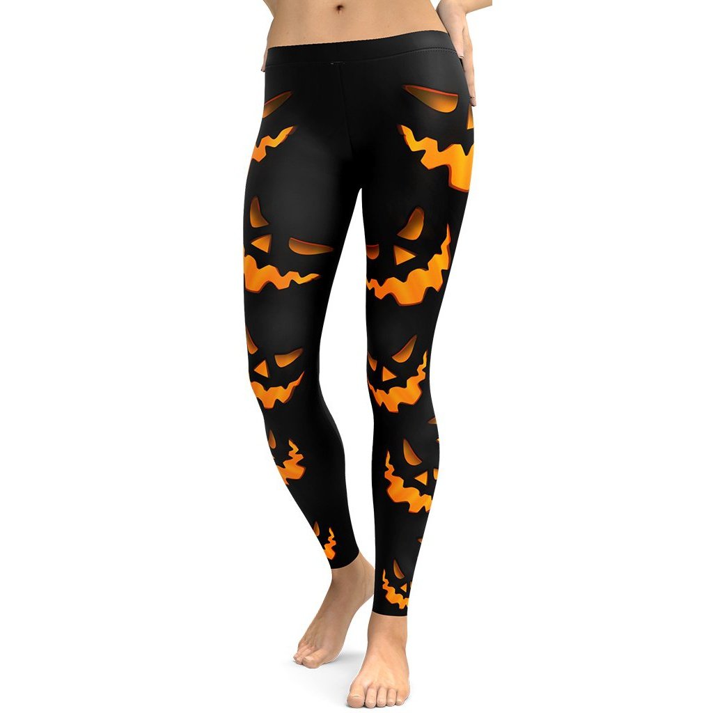 Spooky Pumpkin Halloween Leggings - FiercePulse - Premium Workout Leggings - Yoga Pants