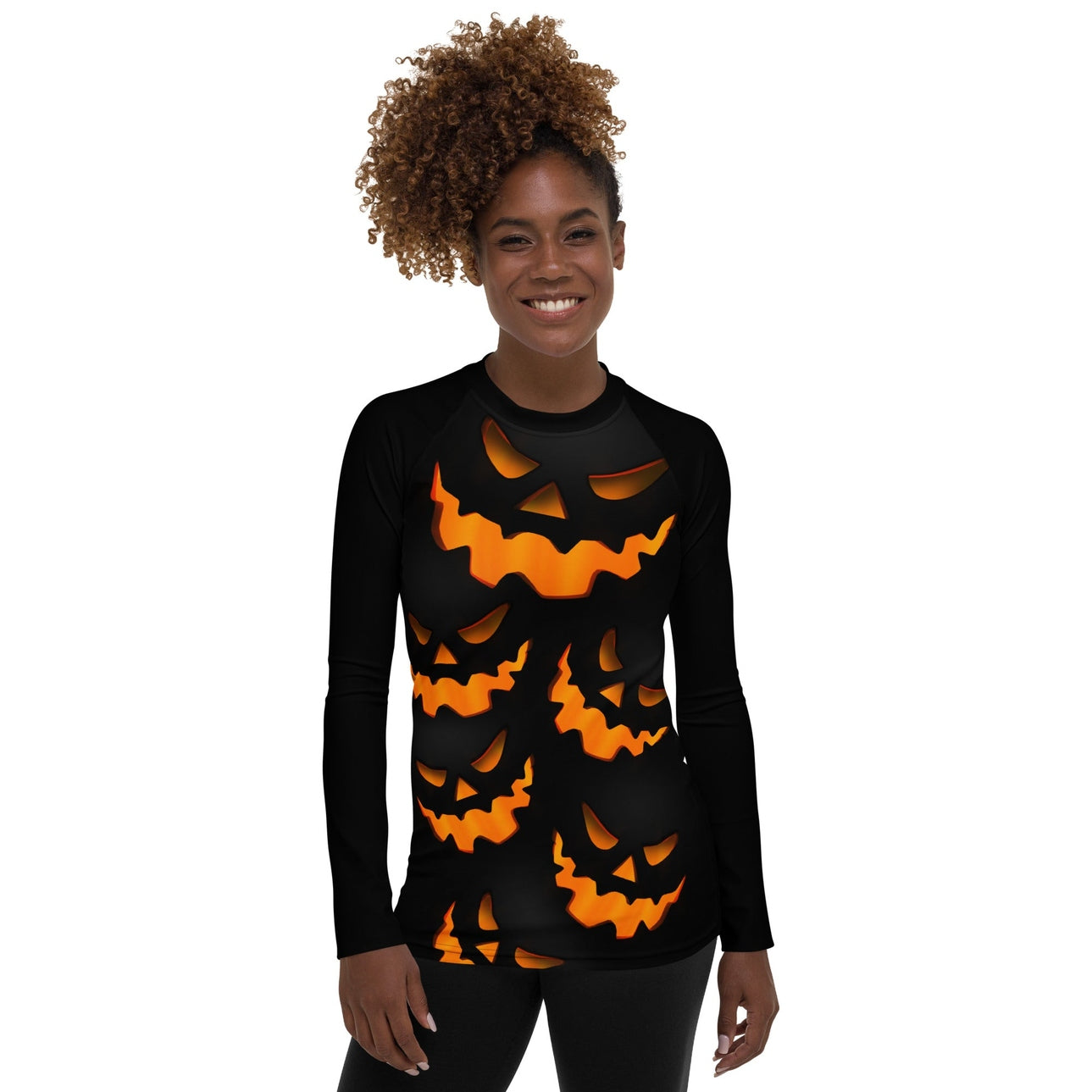 Horror Rash Guards Spooky Pumpkin Halloween Rash Guard: Women's Halloween Outfits ...