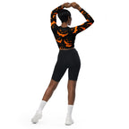 Spooky Pumpkin Halloween Recycled Long-sleeve Crop Top