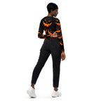 Spooky Pumpkin Halloween Recycled Long-sleeve Crop Top